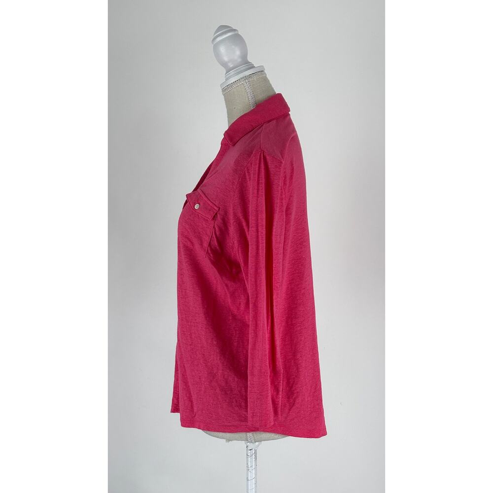 J McLaughlin Linen Blend Brynn 3/4 Sleeve Shirt Pink Womens Size Medium Top - Picture 10 of 14